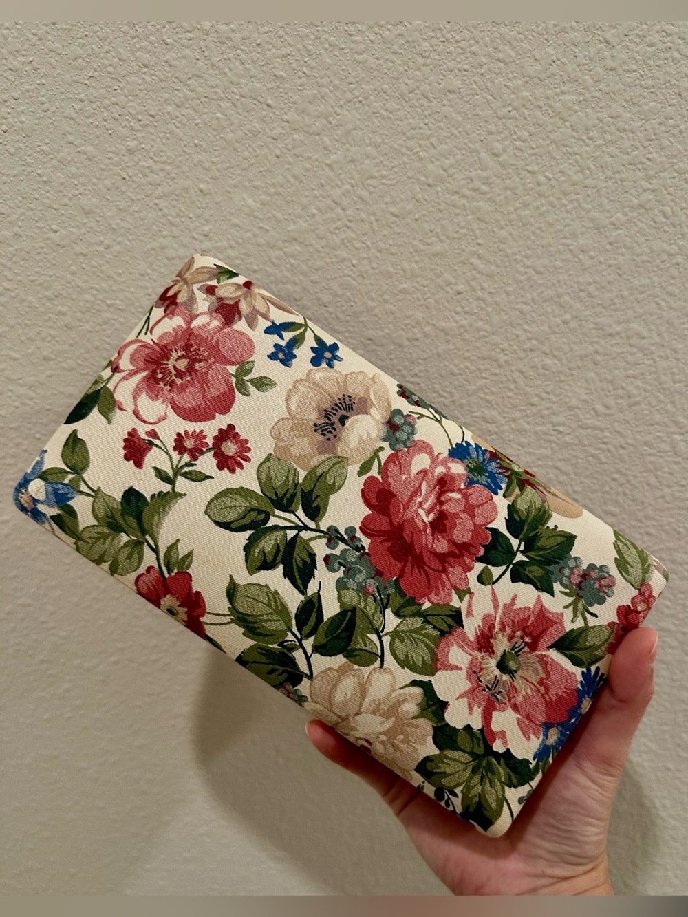 Vintage Floral Jewelry Box Travel Organizer Mirror Fabric Case